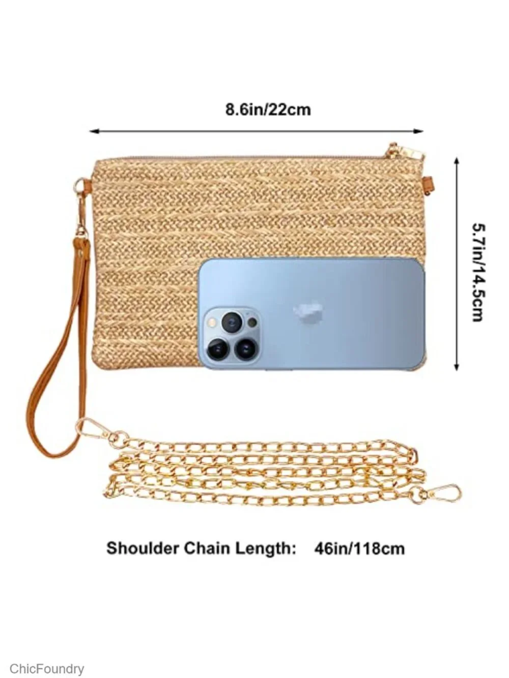 Straw Wristlet Crossbody Bag Clutch Purse Woven Handbag